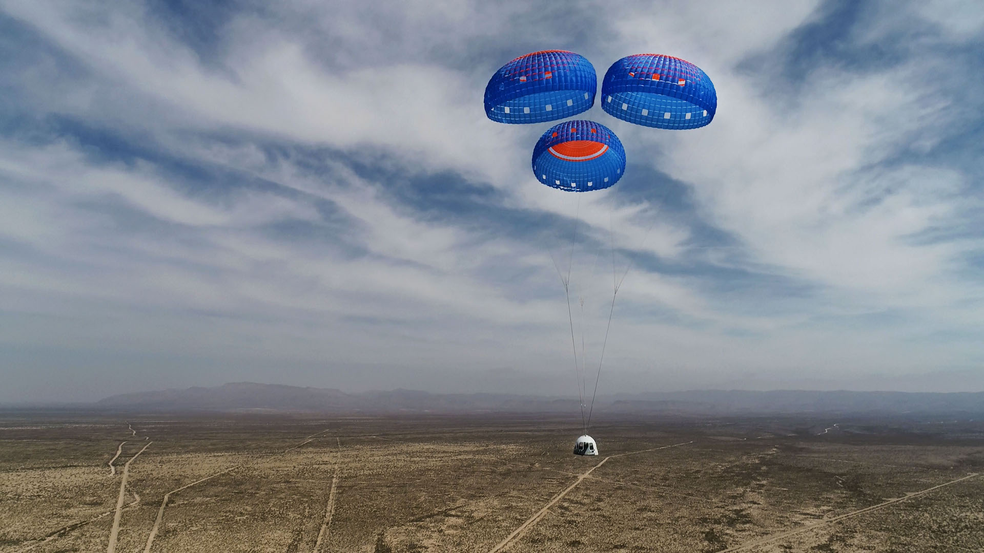 Blue Origin New Shepard Crew Capsule Parachute Landing