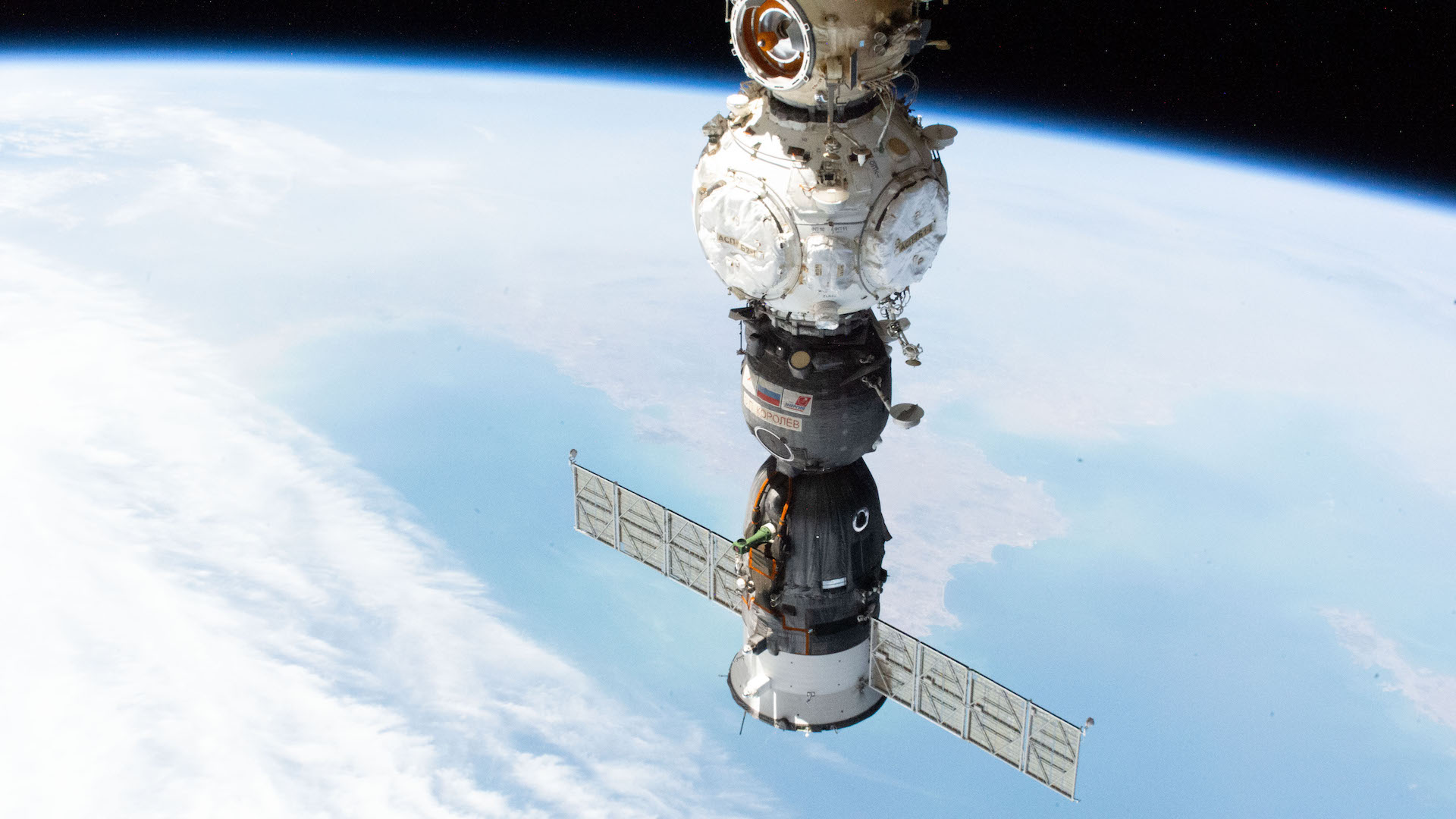 Soyuz MS-21 crew ship is docked to the Prichal docking module